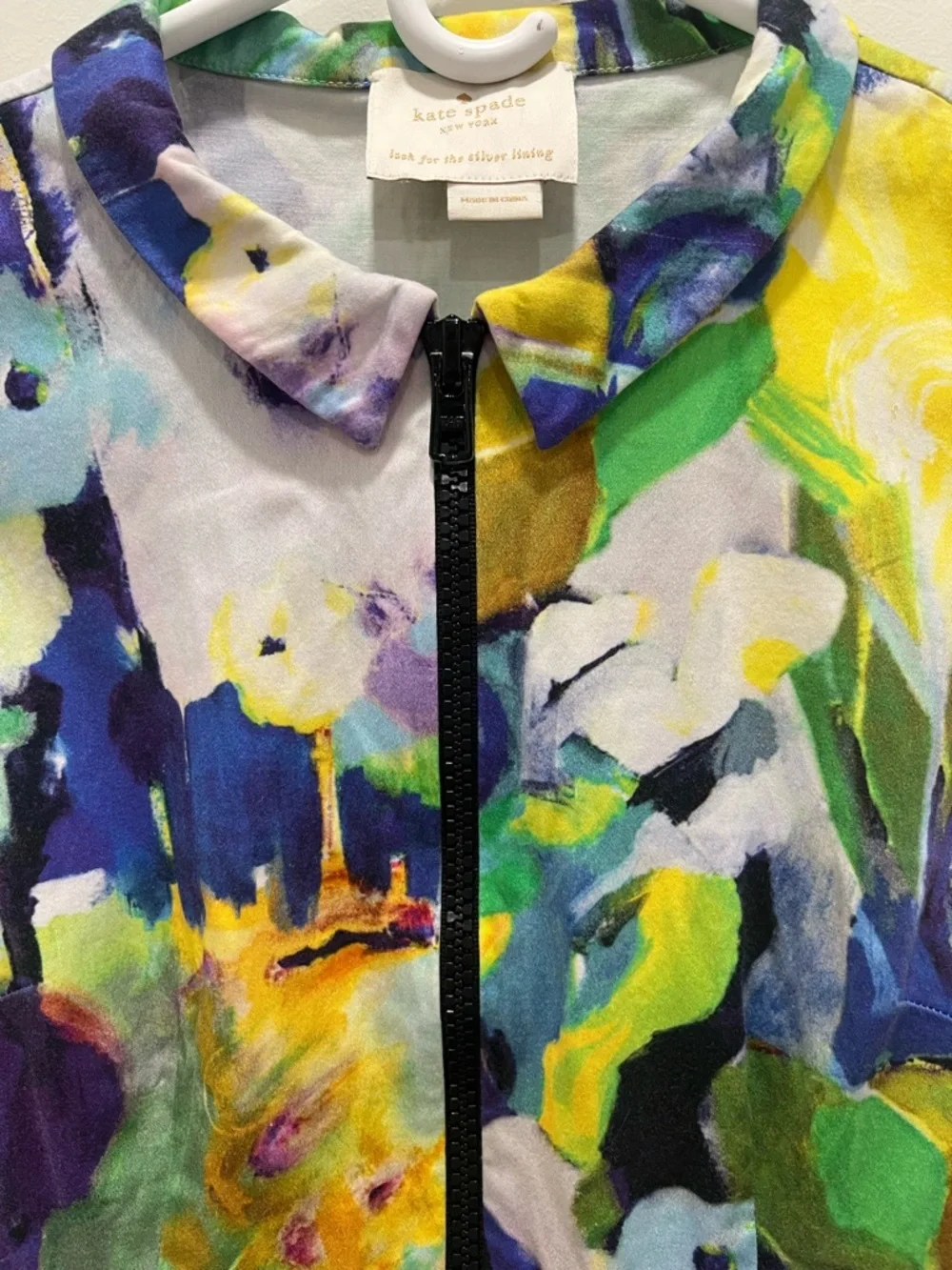 Kate Spade Floral Watercolor Fit-and-Flare Dress in Blue, Green & Purple - Picture 4 of 10